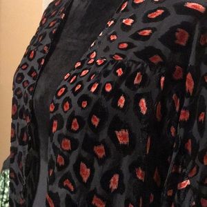 Black velvet fringe kimono